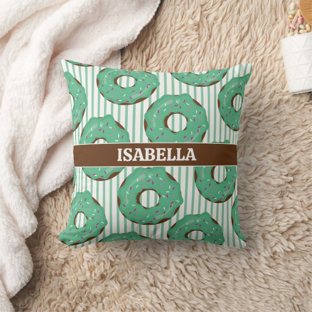Sweet Minty Green Donut Throw Pillow Kudde (Filt)