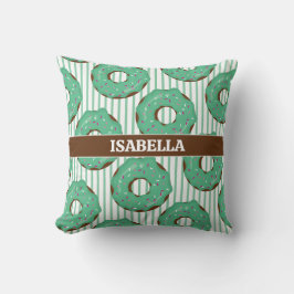 Sweet Minty Green Donut Throw Pillow Kudde