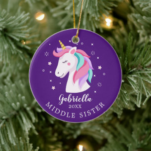 Sweet Mitten Sister Unicorn-julprydnad Julgransprydnad Keramik