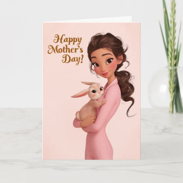 Sweet Mom and Bunny Mother’s Day Card Kort (Framsida)
