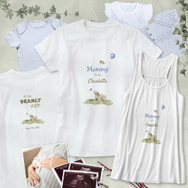 Sweet Mom to Be Bearly Wait Blue Balloon Baby Boy  T Shirt