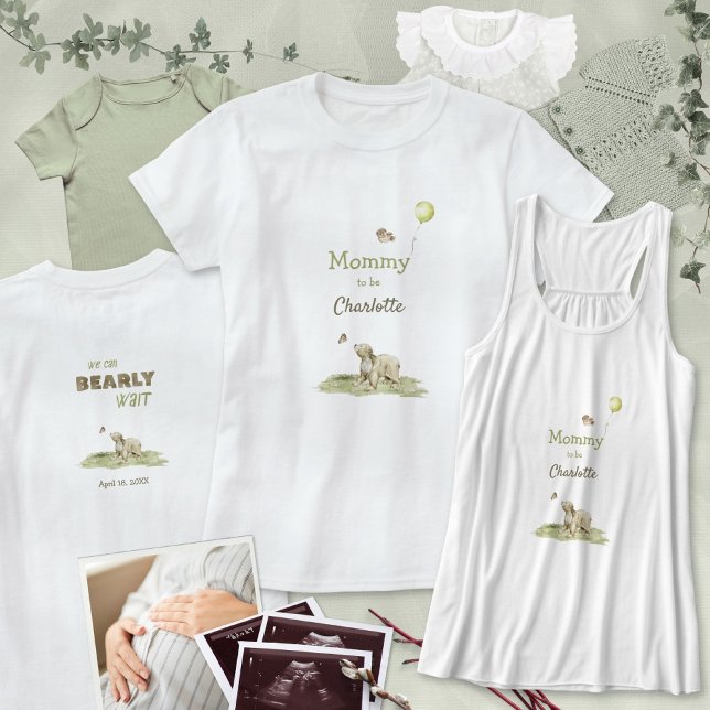 Sweet Mom to Be Bearly Wait Sage Green Baby Shower T Shirt (Sweet Mom to Be Bearly Wait Sage Green Baby Shower T-Shirt ©Susanne Sachers - Sunny Mind 🌞)