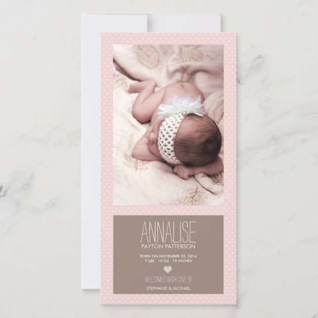 Sweet Moment Photo Flicka Birth Notice Meddelande (Framsida)