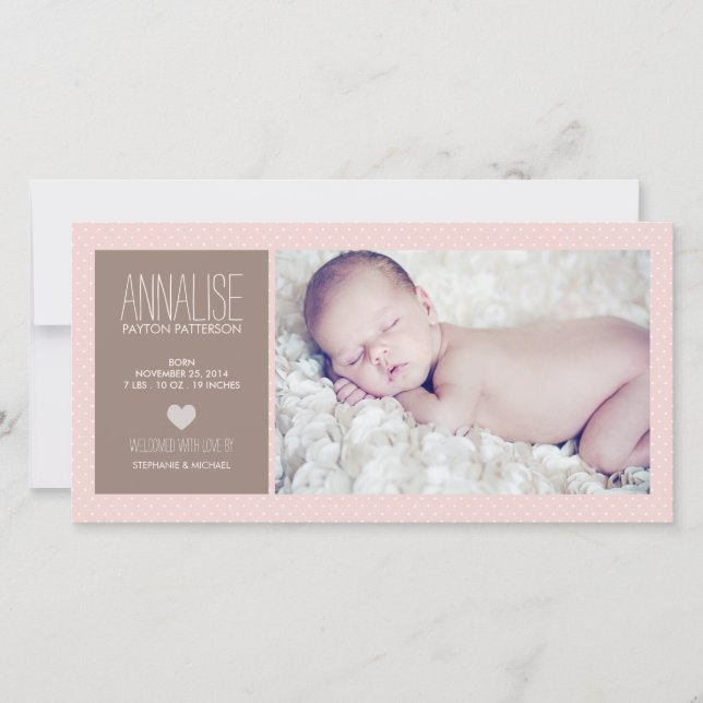 Sweet Moment Photo Flicka Birth Notice Meddelande (Framsida)