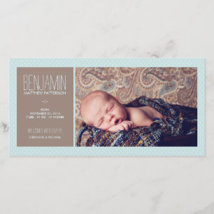 Sweet Moment Photo Pojke Birth Notice Meddelande