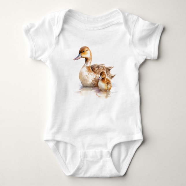 Sweet Momma Anka med Baby Duckling, babyskor T Shirt (Framsida)