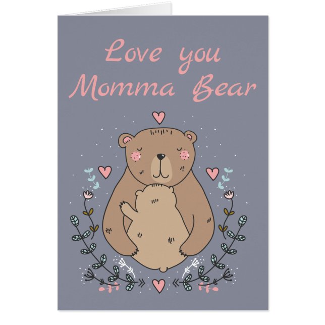Sweet Momma Bear med baby björn Mors dag Hälsningskort (Framsidan)