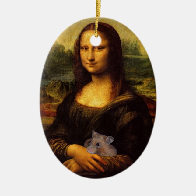 Sweet Mona Lisa Kärlek Hamsters Julgransprydnad Keramik (Framsidan)