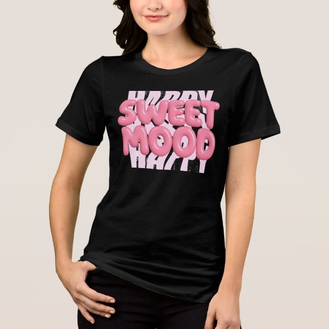 Sweet Mood Rosa Bubble Lettering Cute Aestthetic T Shirt (Framsida)