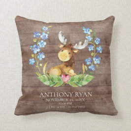 Sweet Moose Baby Birth Stats Pillow Kudde