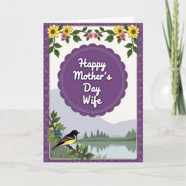 Sweet Mothers Day Lake Bird Card Kort (Framsida)