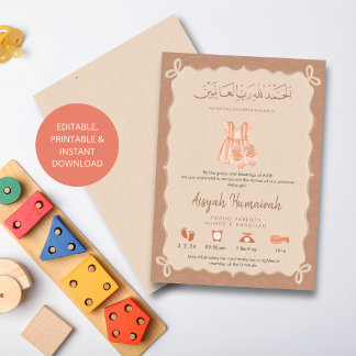 Sweet Muslim Pink Baby Outfits Birth Announcement Meddelande
