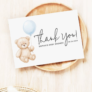 Sweet Nalle Modern Script Baby Shower Tack Kort