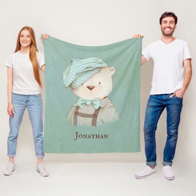 Sweet Nalle Namn Personlig Fleecefilt (På plats)