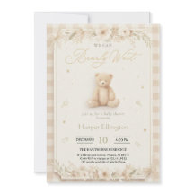 Sweet Neutral Teddy Bear Baby Shower Invite