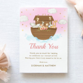 Sweet Noahs Ark Rosa Girl Baby Shower Tack Kort