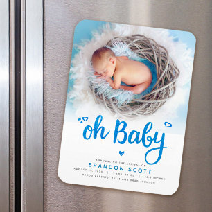 Sweet Oh Pojke Birth Announcement Photo Magnet