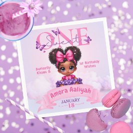 Sweet ONE Afro Puff Flicka 1:a födelsedagen Pappersservett