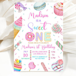 Sweet One Birthday Invitation, First Candy Sweet  Inbjudningar