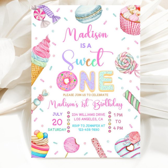Sweet One Birthday Invitation, First Candy Sweet  Inbjudningar (Skapare uppladdad)