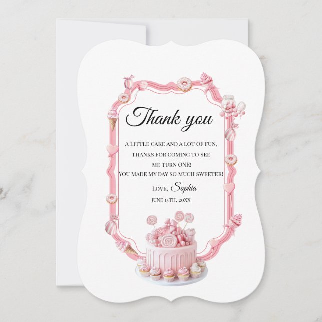 Sweet One Birthday Tack Kort (Framsida)