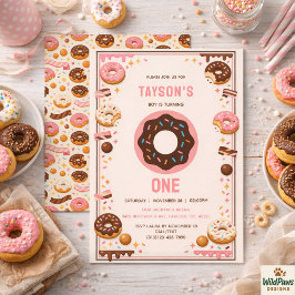 Sweet One Donut 1st Birthday Party | Cute Donut Inbjudningar