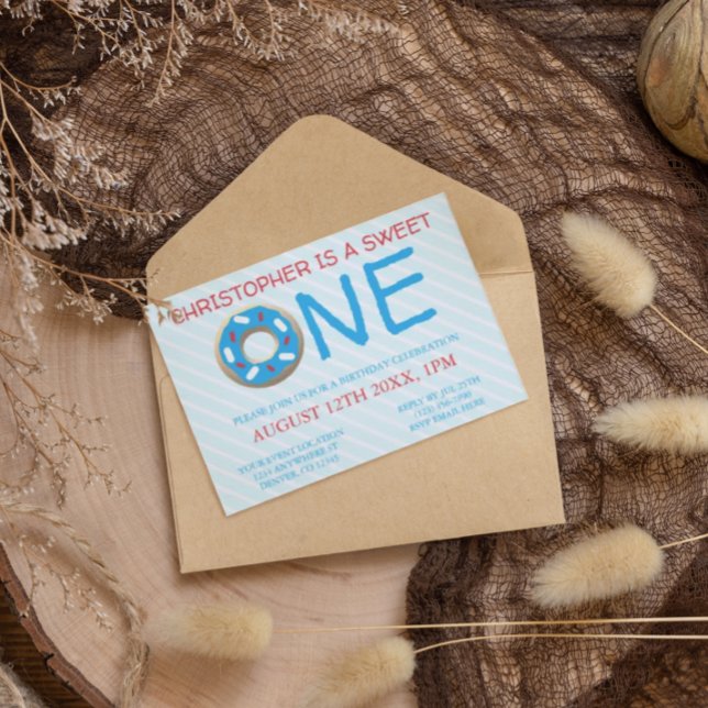 Sweet One Donut Boy 1st Birthday Inbjudningar (Skapare uppladdad)
