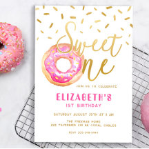 Sweet One Donut Girl 1st Birthday Rosa Guld Party