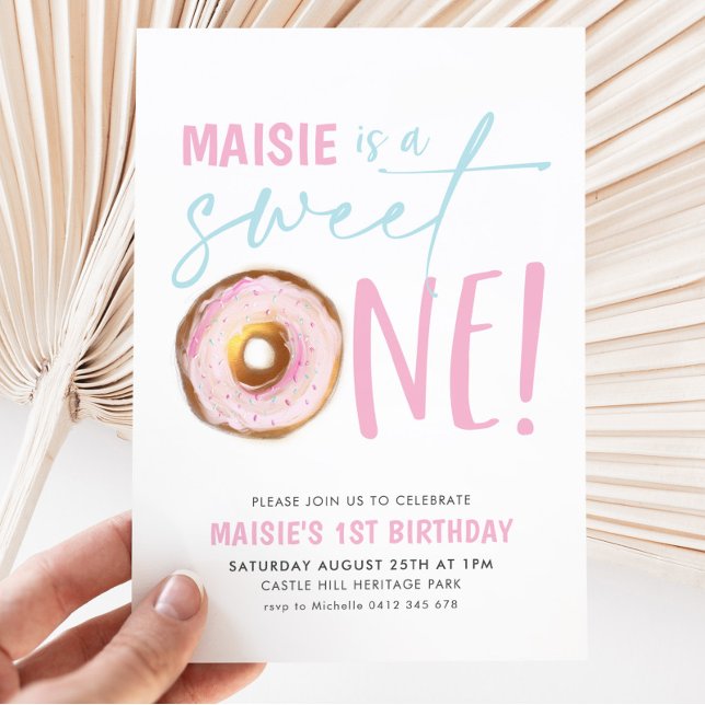 Sweet One Donut Girls 1:a födelsedagen Party Inbjudningar (Skapare uppladdad)
