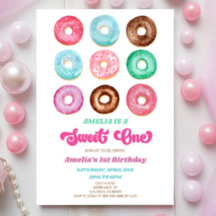 Sweet One Donut Sprinkles 1st Birthday Party Inbjudningar