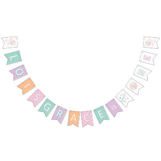 Sweet One First Birthday Custom Bunting Flags Vimplar