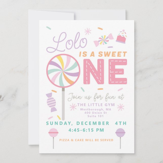 Sweet One First Birthday customizable Invitation Inbjudningar (Framsida)