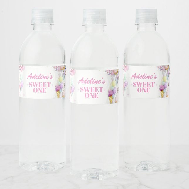 Sweet One First Birthday Photo Water Bottle Label Vattenflaska Etikett (Flaskor)