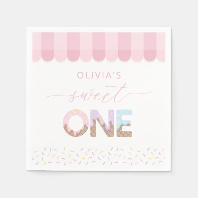 Sweet One Ice Cream Birthday Napkins Pappersservett (Framsidan)