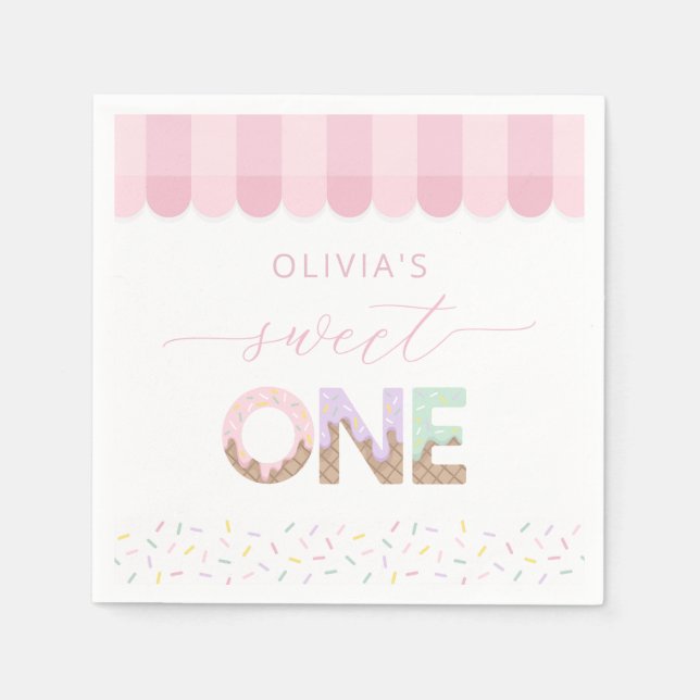 Sweet One Ice Cream Birthday Napkins Pappersservett (Framsidan)