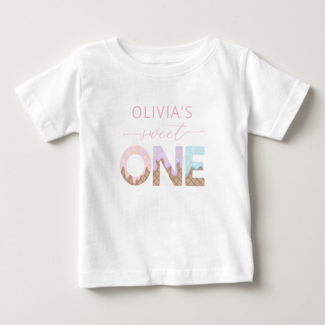 Sweet One Ice Cream Birthday Shirt T Shirt (Framsida)