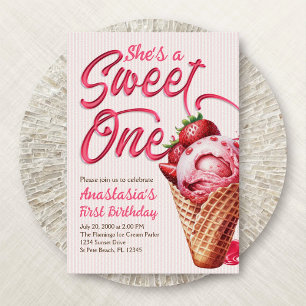 Sweet One Ice Cream Girls 1:a födelsedagen Inbjudningar