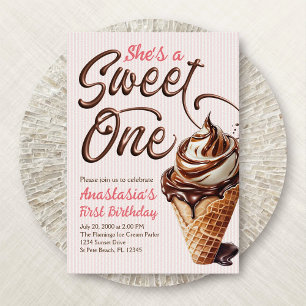Sweet One Ice Cream Girls 1:a födelsedagen Inbjudningar