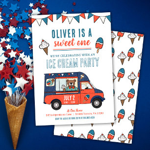 Sweet One Ice Cream Party 1:a födelsedagen Inbjudningar