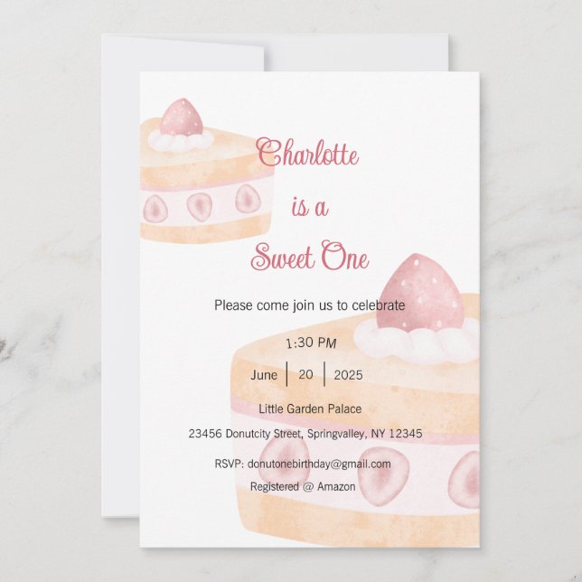 Sweet One Invitation, Dessert One Party Inbjudningar (Framsida)