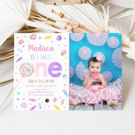 Sweet One Lollipop Candy First Birthday Inbjudningar