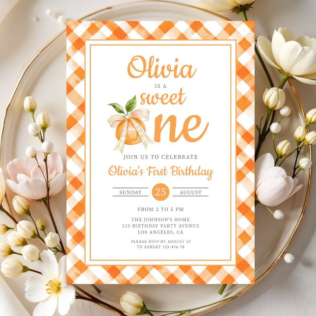 Sweet One Orange Citrus 1st Birthday Inbjudningar (Sweet One Orange Citrus 1st Birthday Invitation)