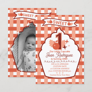 Sweet One Photo Invitations Flat Thank You Card Tack Kort