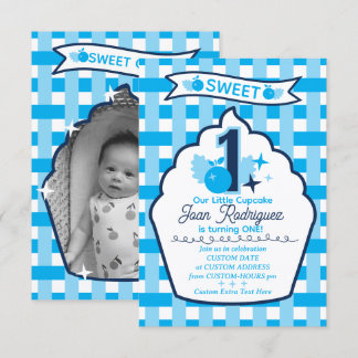 Sweet One Photo Invitations Flat Thank You Card Tack Kort