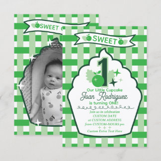 Sweet One Photo Invitations Flat Thank You Card Tack Kort