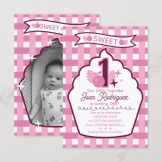 Sweet One Photo Invitations Flat Thank You Card Tack Kort
