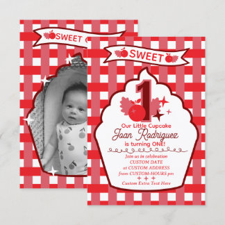 Sweet One Photo Invitations Flat Thank You Card Tack Kort