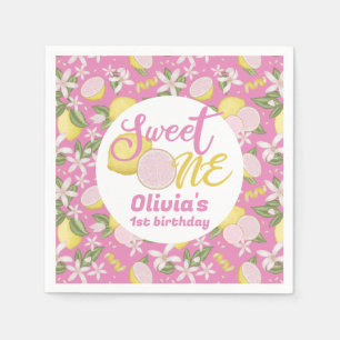 Sweet One Rosa Lemon Lemon Birthday Napkins Pappersservett