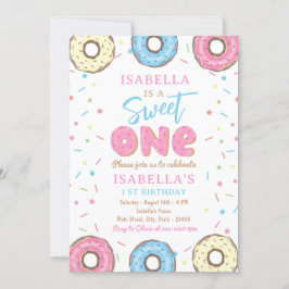 Sweet One Sprinkles Donut 1st Birthday Party Inbjudningar