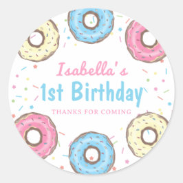 Sweet One Sprinkles Donut 1st Birthday Tack Runt Klistermärke